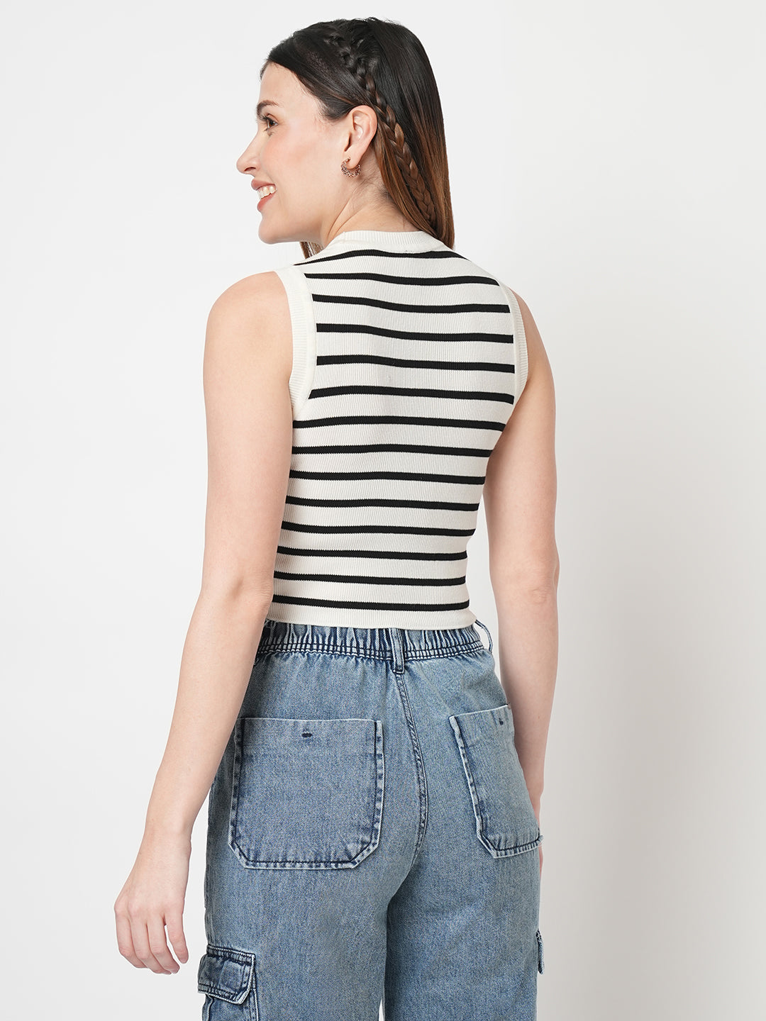 Black/White Flat Knit Top