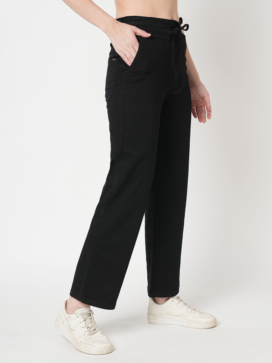 Women Black High-Rise Joggers