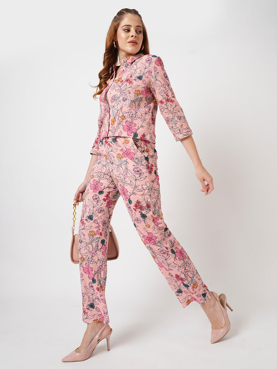 Women Soft Pink High-Rise Loose Straight Jeans