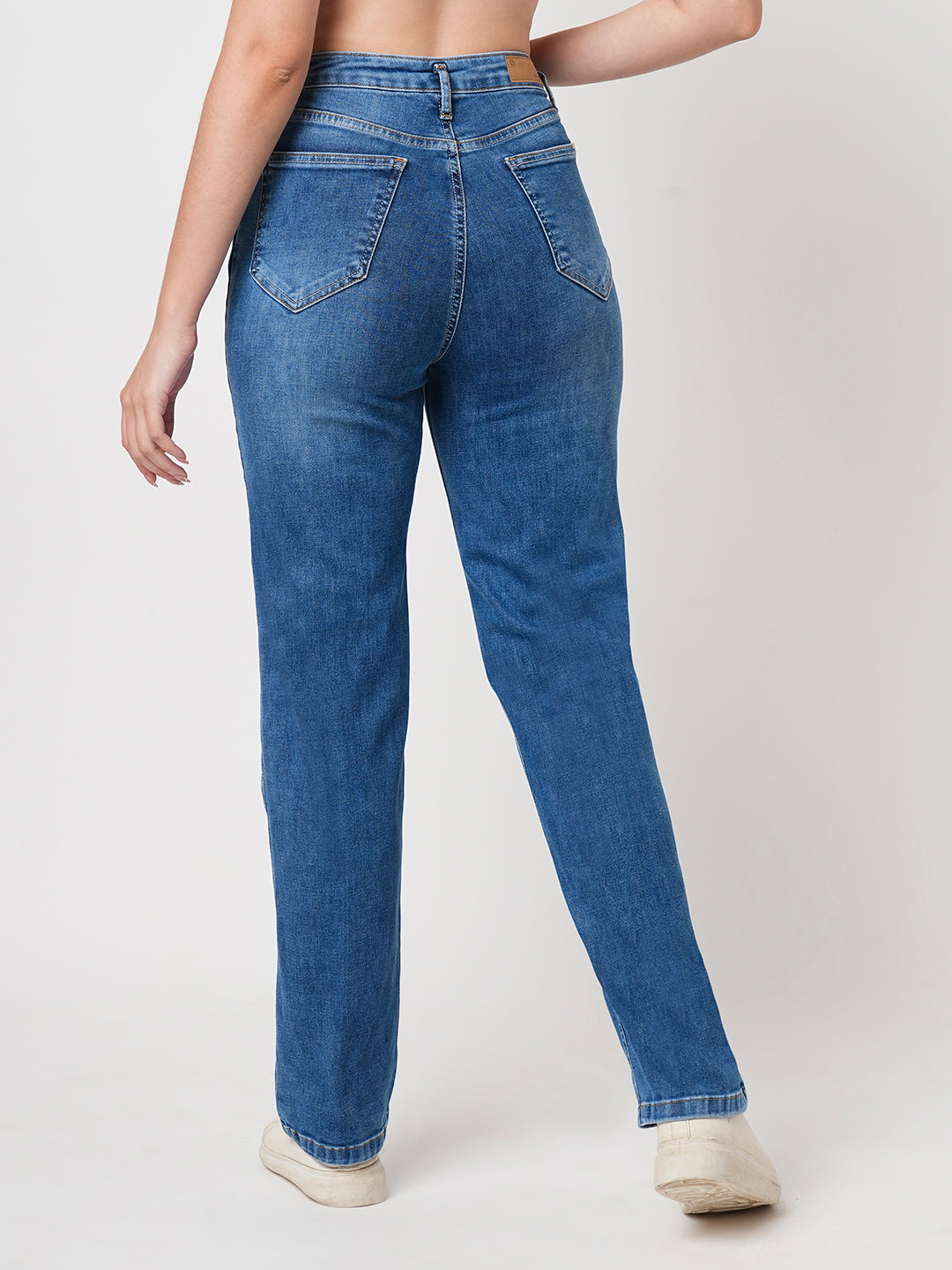Women Blue High-Rise Relax Straight Fit Jeans