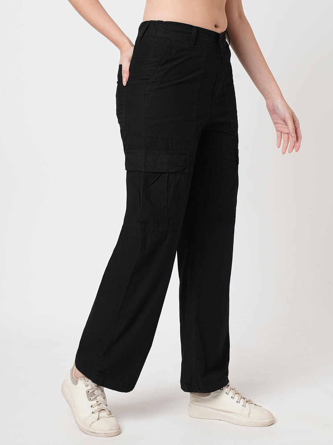 Women Black High-Rise Cargo