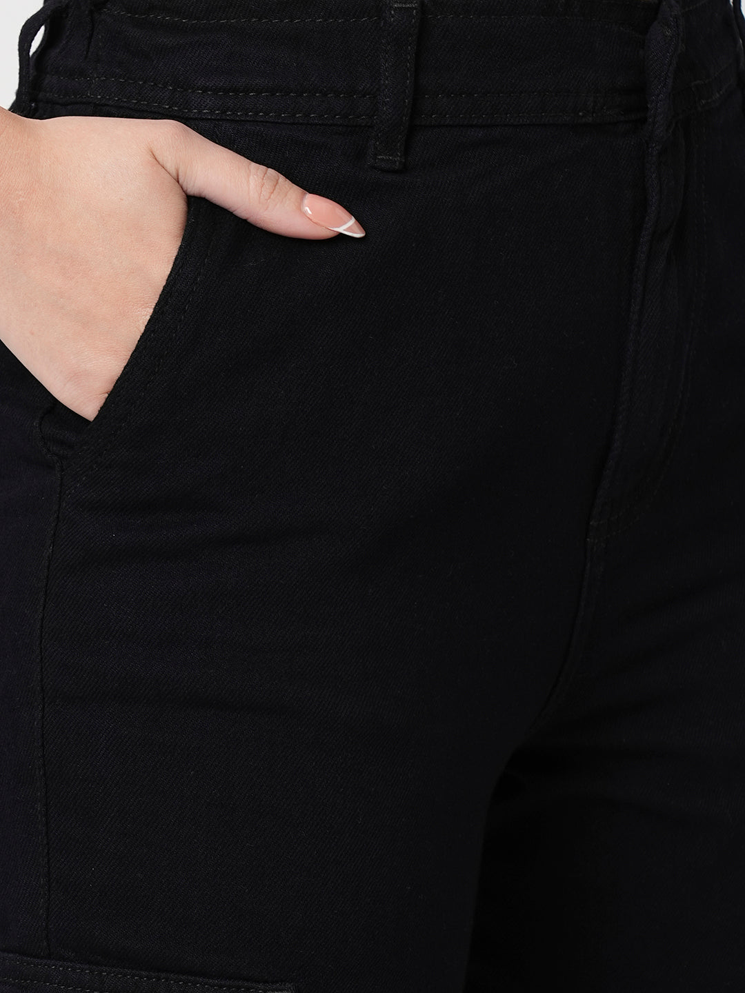 Women Black High-Rise Cargo
