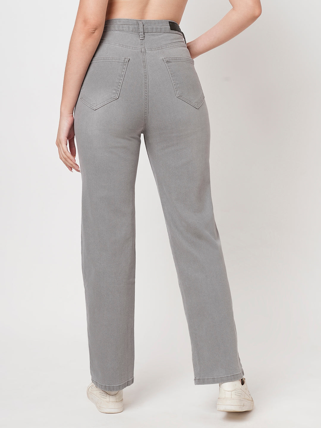 Women Grey High-Rise Loose Straight Fit Jeans