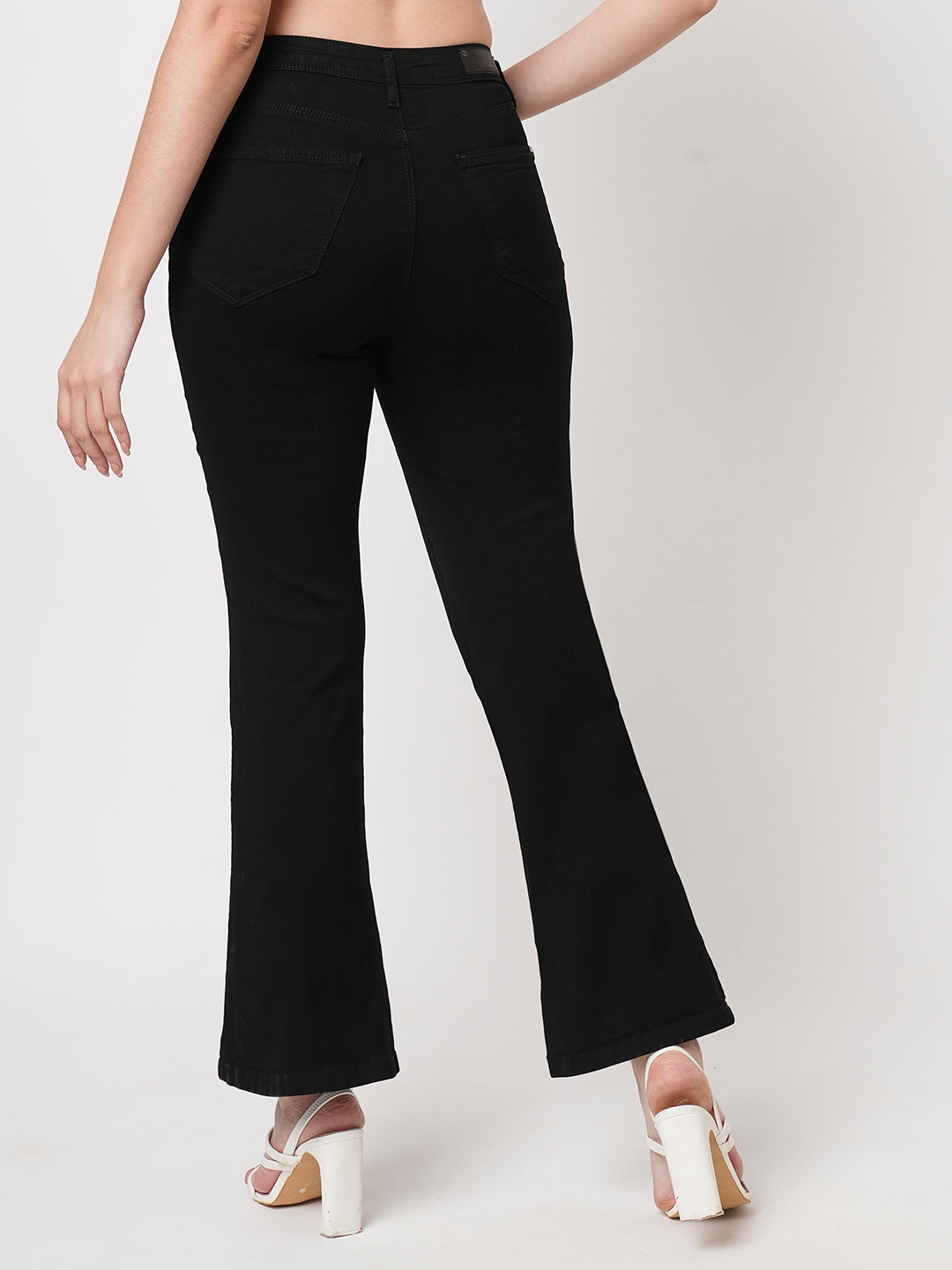 Women Black High-Rise Flare Jeans