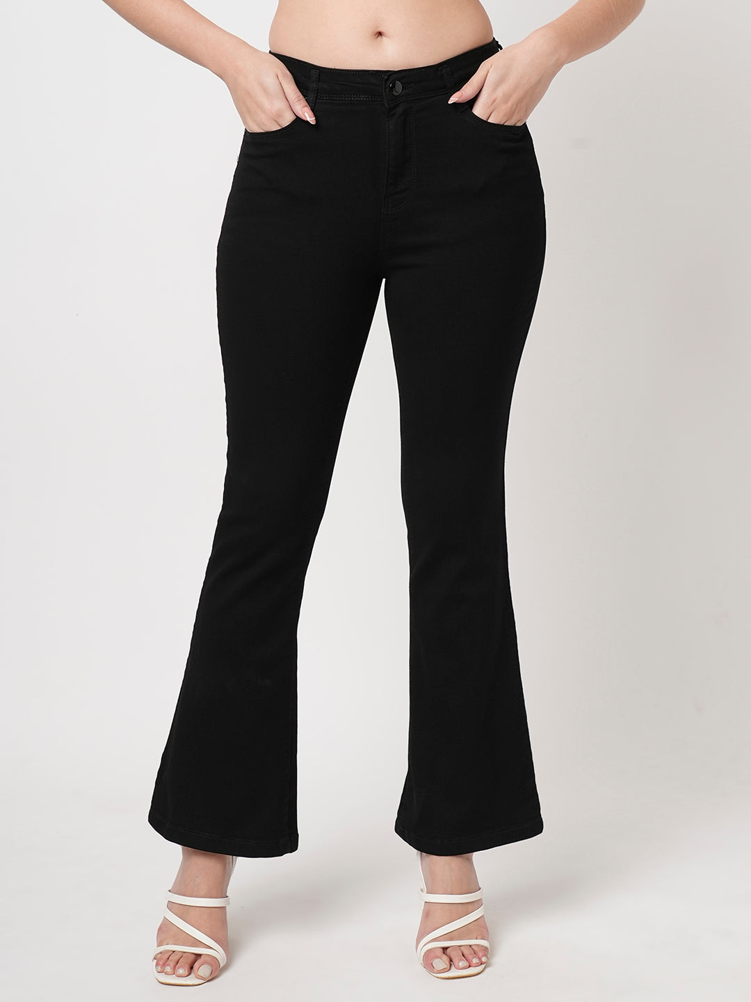 Women Black High-Rise Flare Jeans