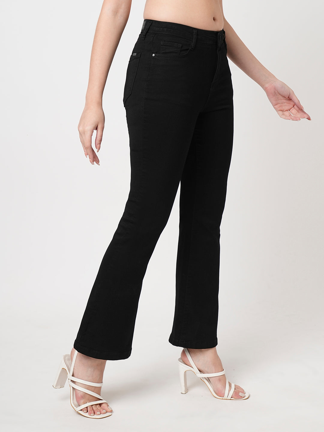 Women Black High-Rise Flare Jeans