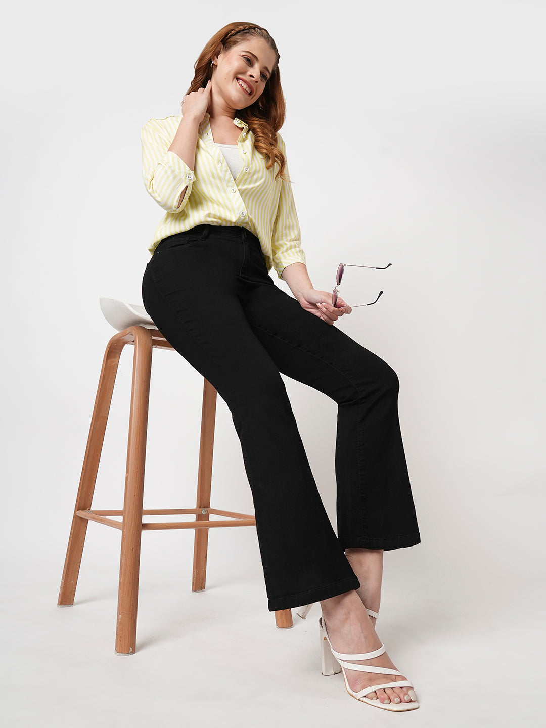 Women Black High-Rise Flare Jeans