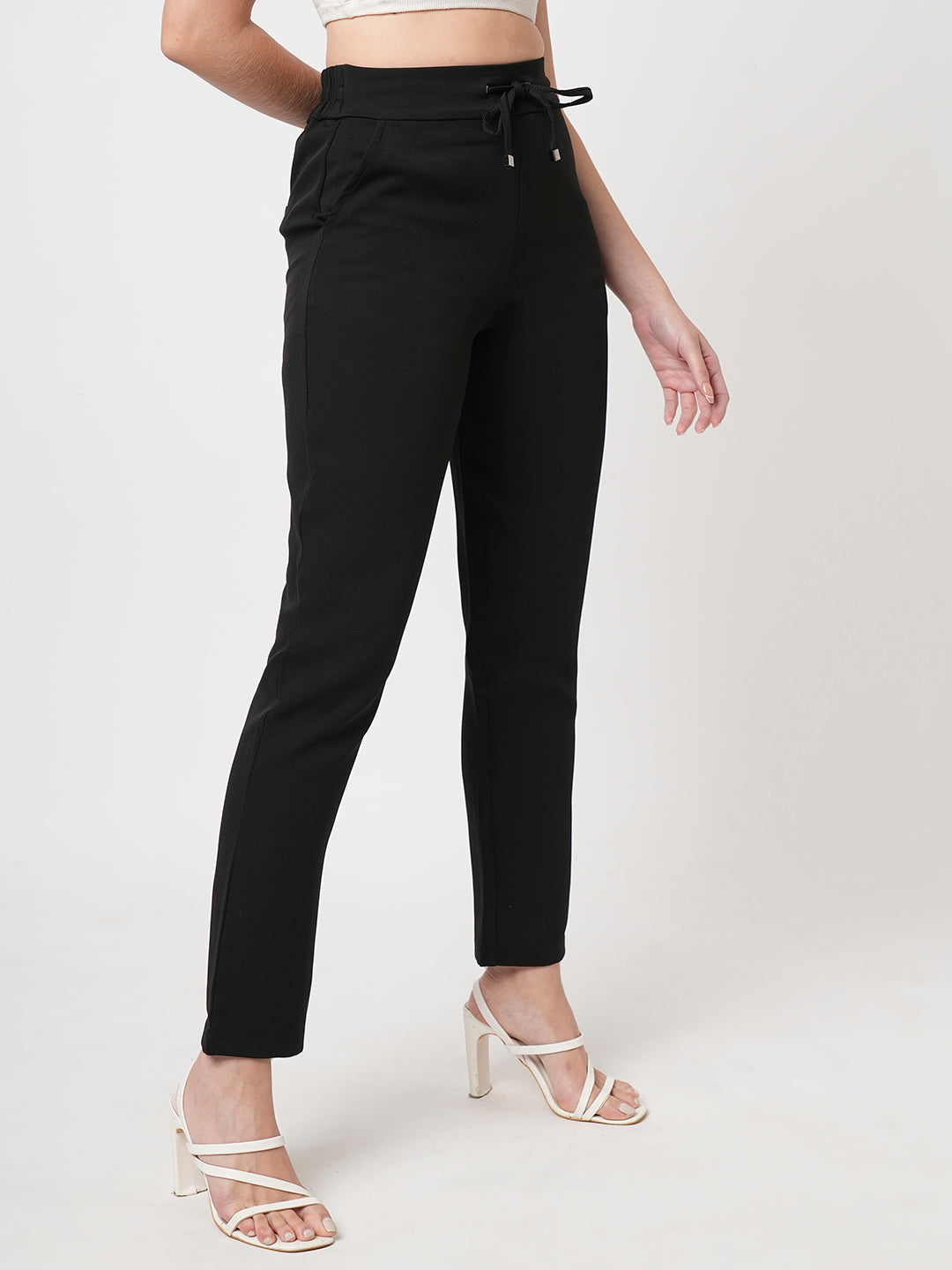 Women Black Mid-Rise Trouser