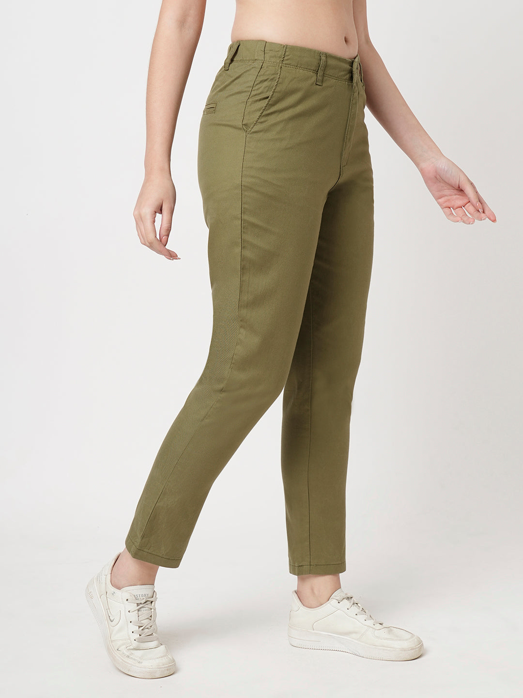 Women Light Olive Trousers