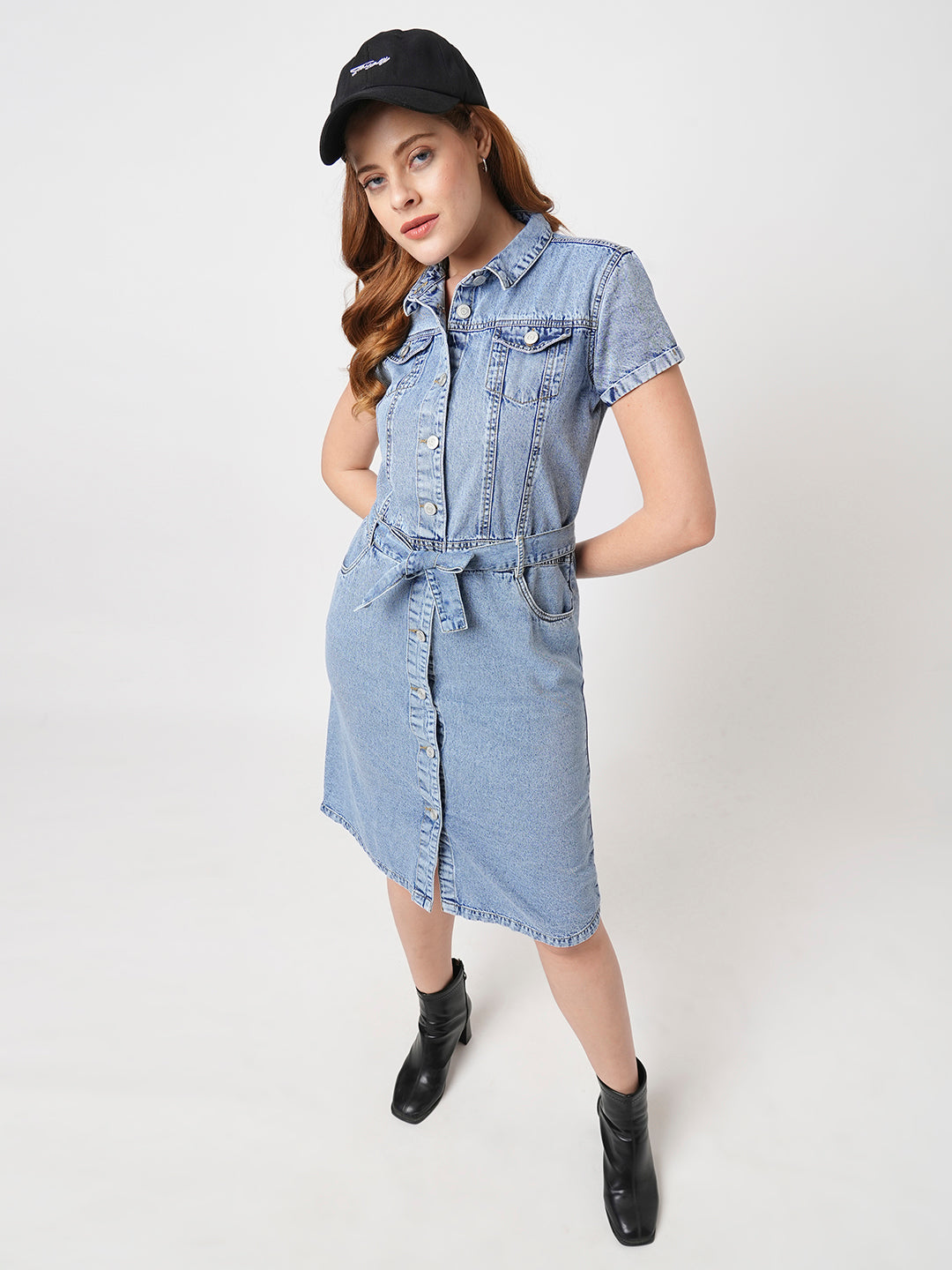 Women Light Blue Denim Dress