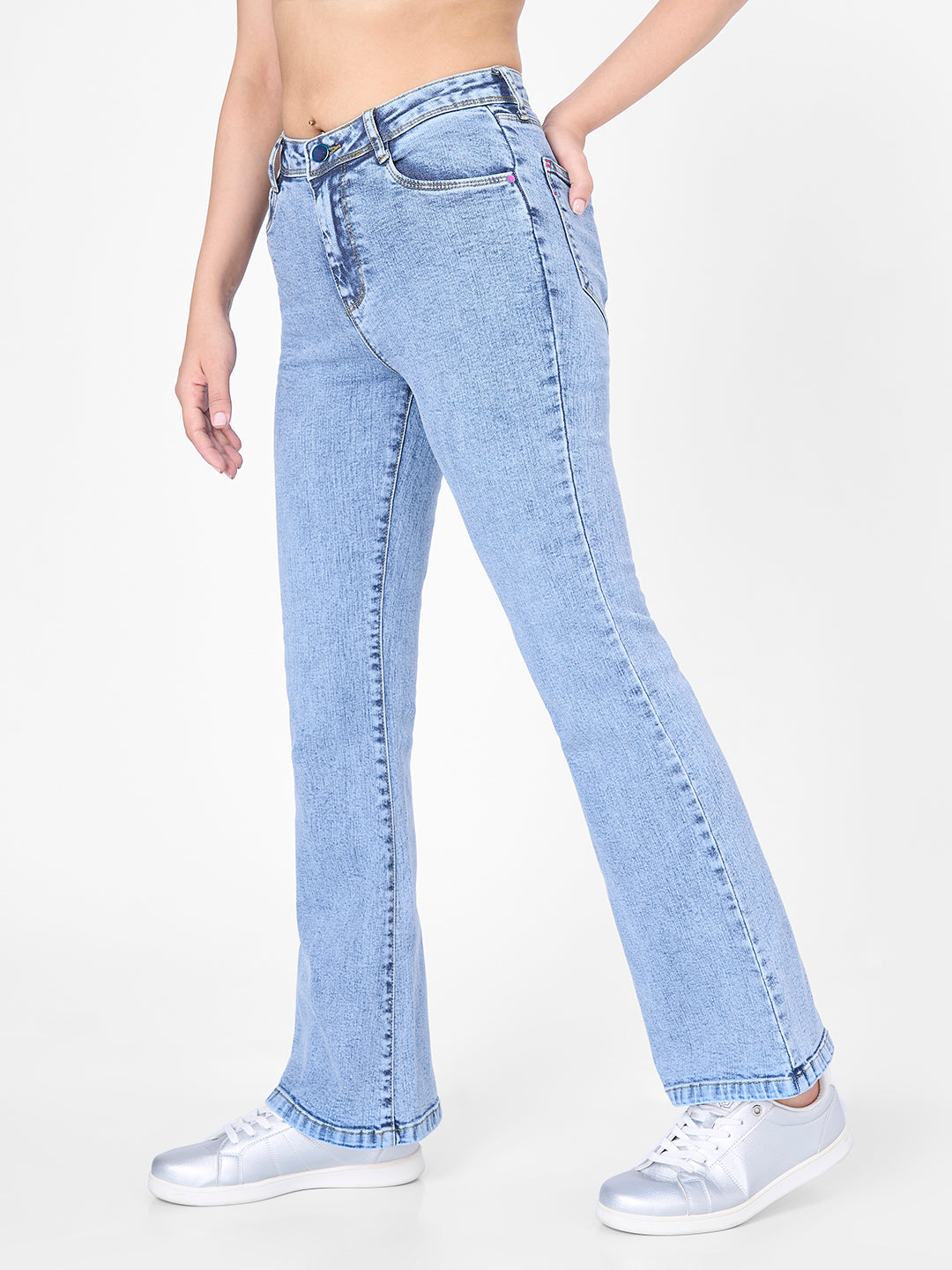 Women Blue High-Rise Flare Jeans
