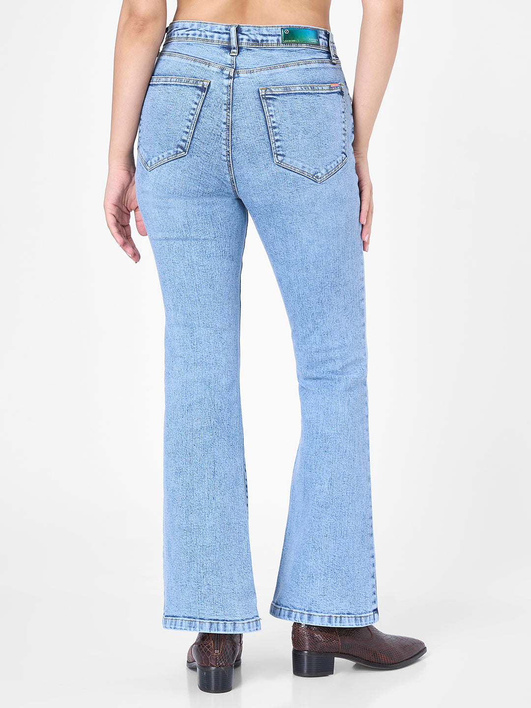 Blue High-Rise Flare Jeans