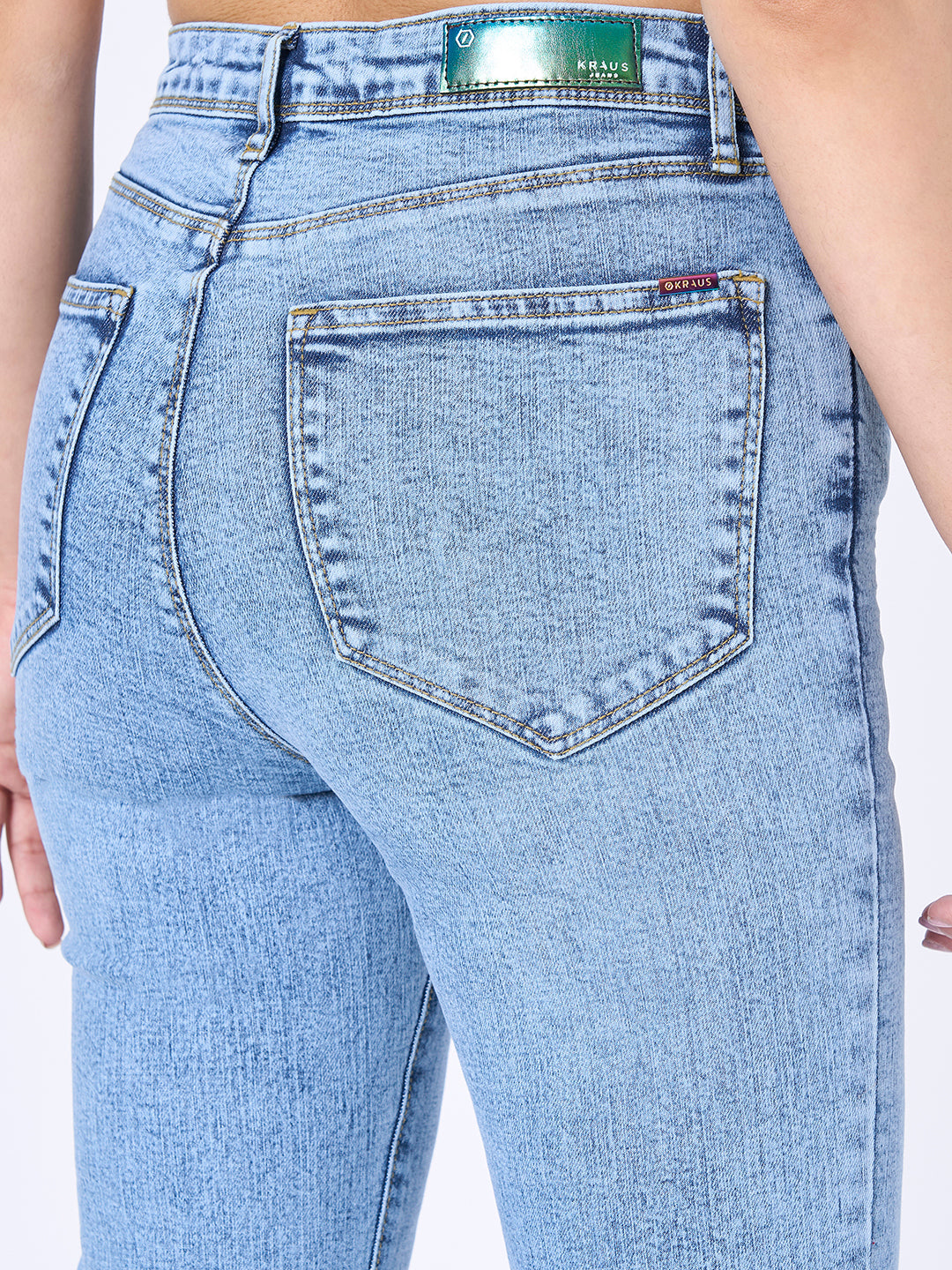 Blue High-Rise Flare Jeans