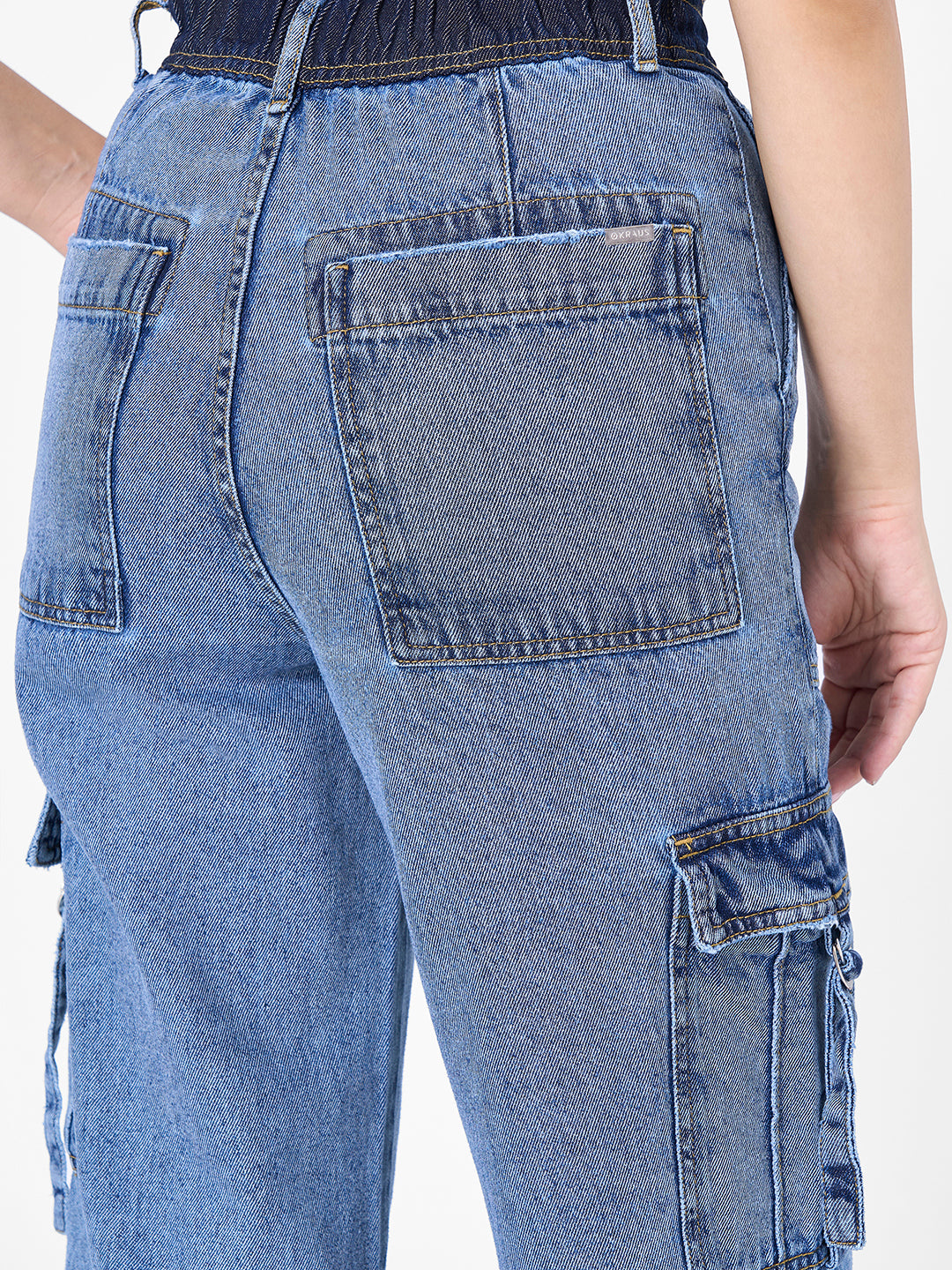Women Blue Mid-Rise Cargo