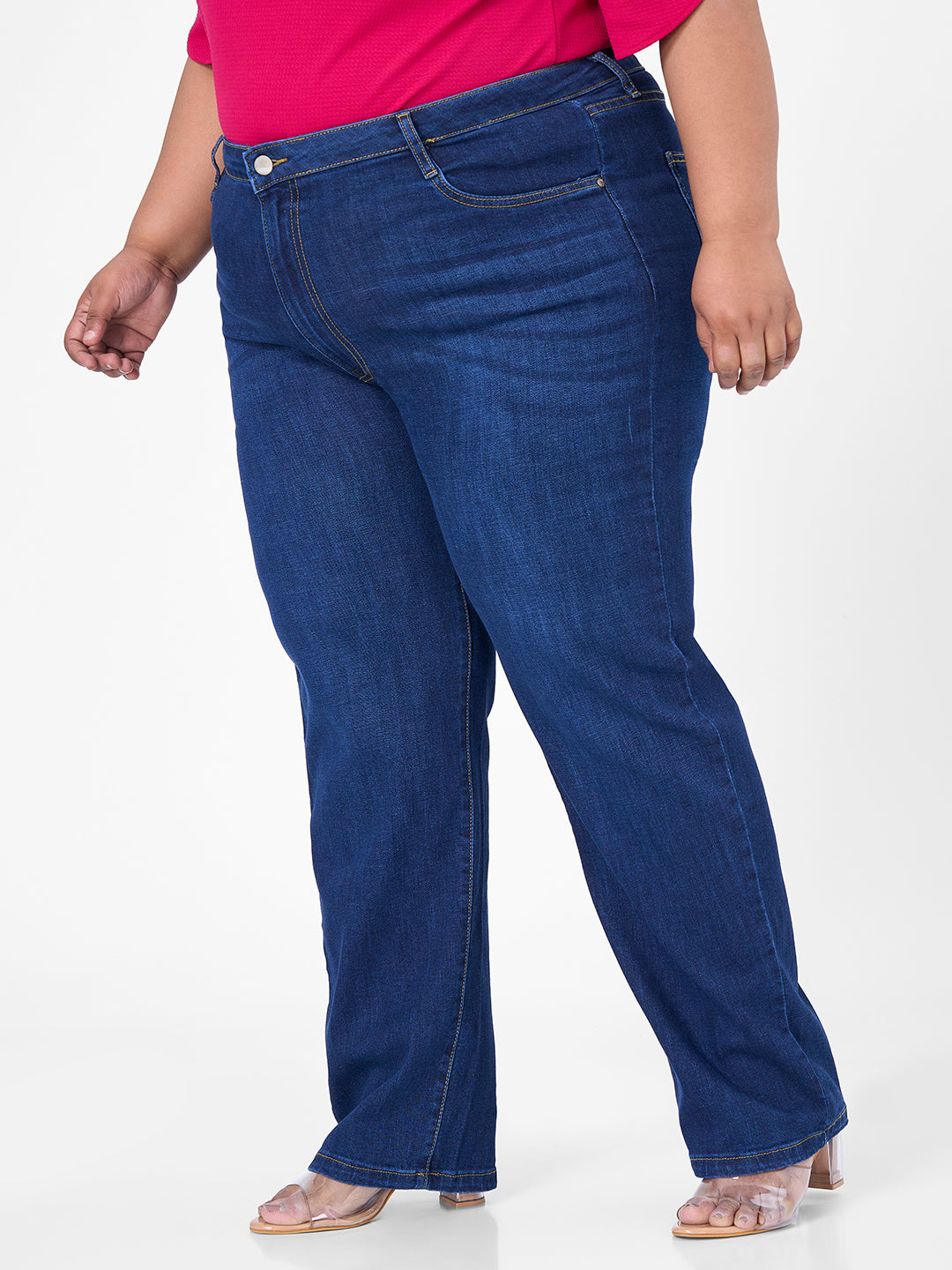 Women Blue High-Rise Slim Straight Fit Jeans