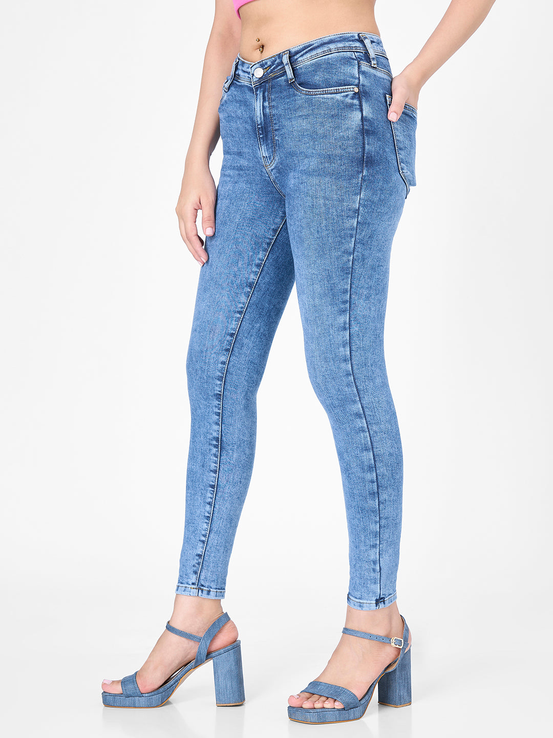 Women Blue High-Rise Skinny Jeans