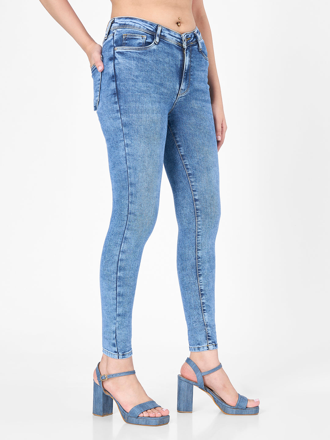 Women Blue High-Rise Skinny Jeans