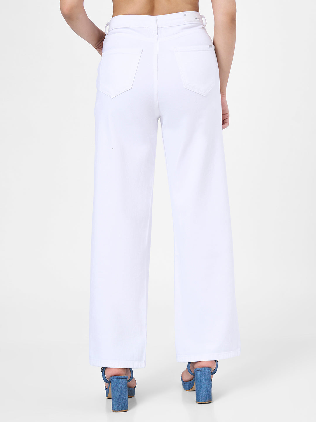 Women White High-Rise Wide Leg Jeans