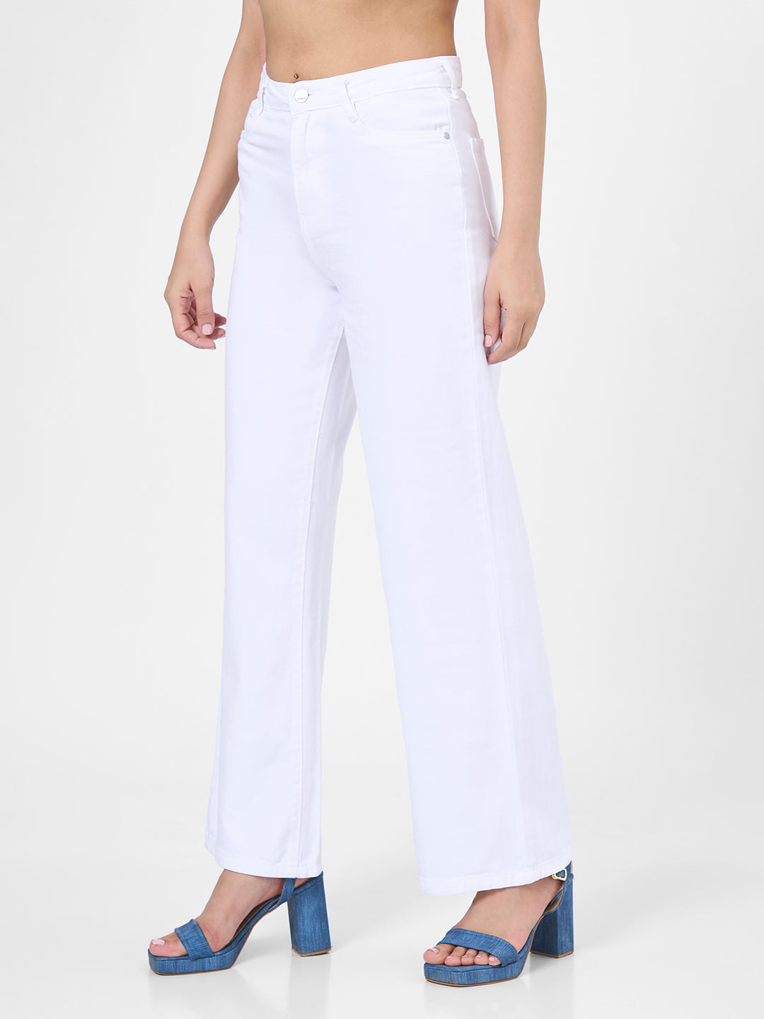 Women White High-Rise Wide Leg Jeans