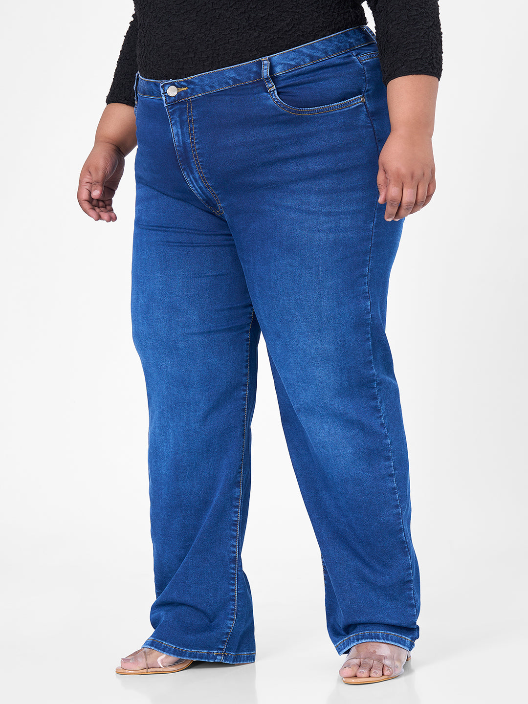 Women Blue High-Rise Slim Straight Fit Jeans