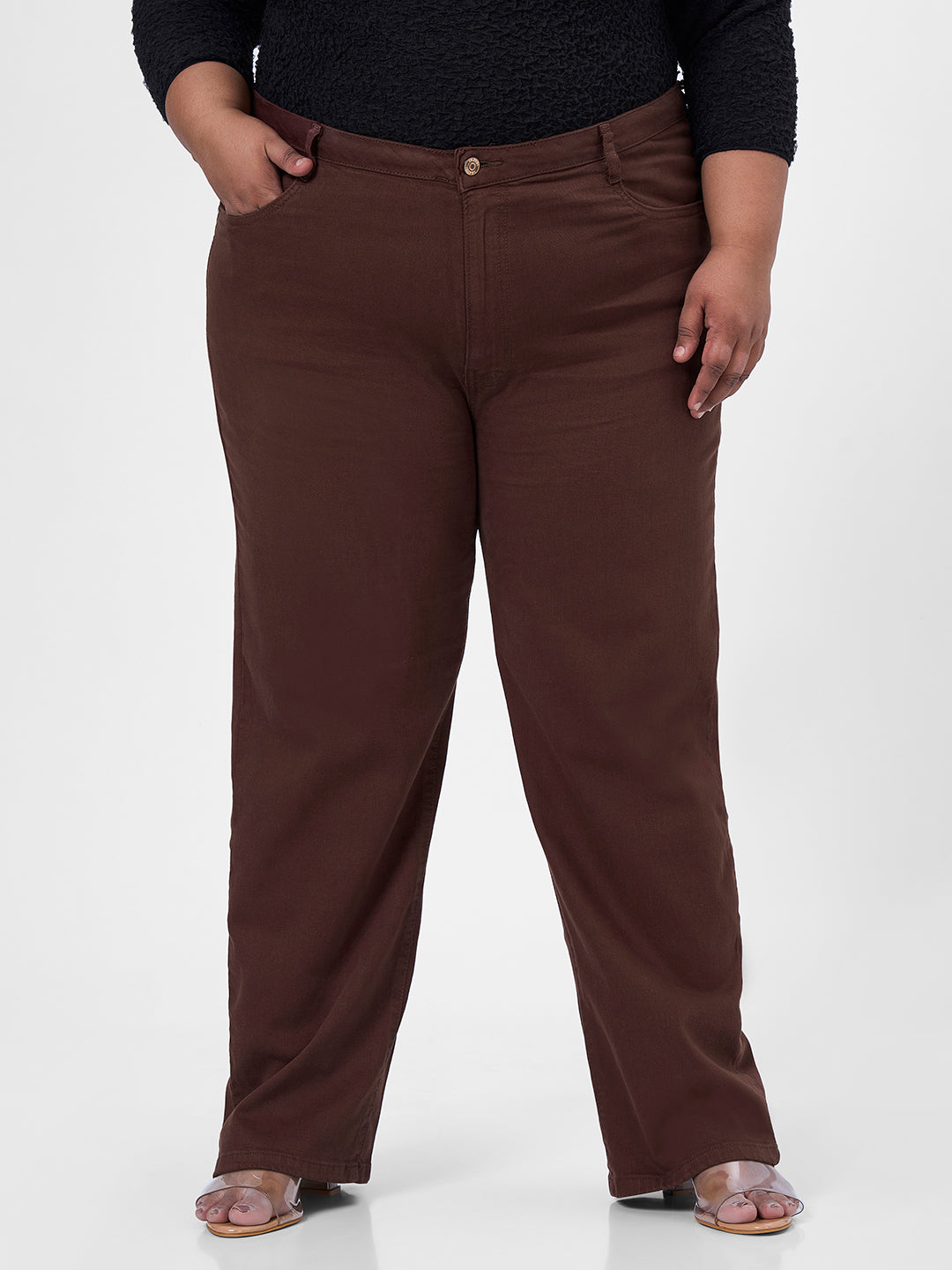Women Sepia High-Rise Slim Straight Fit Jeans