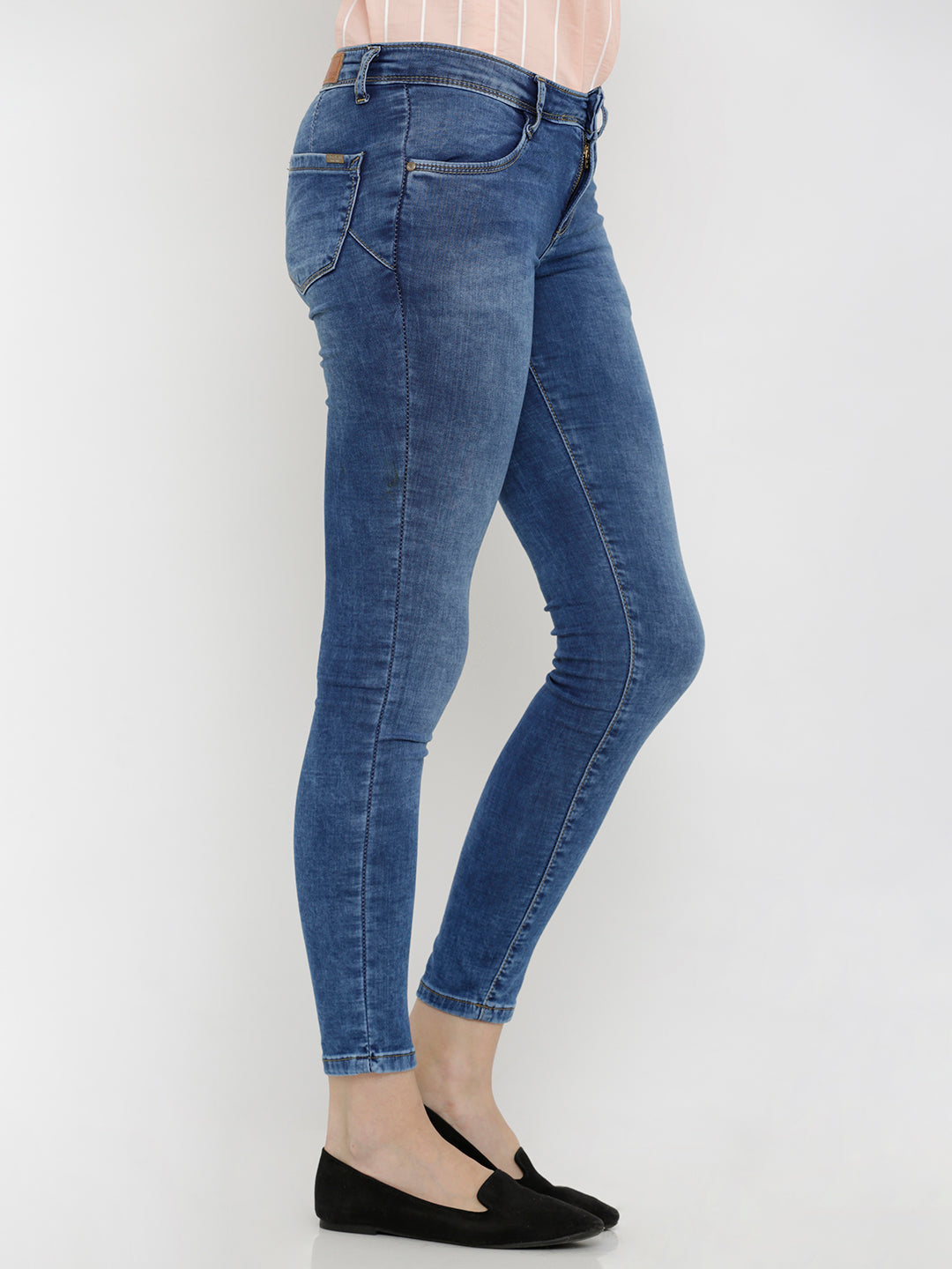 Women Blue Mid-Rise Push Up Super Skinny Jeans