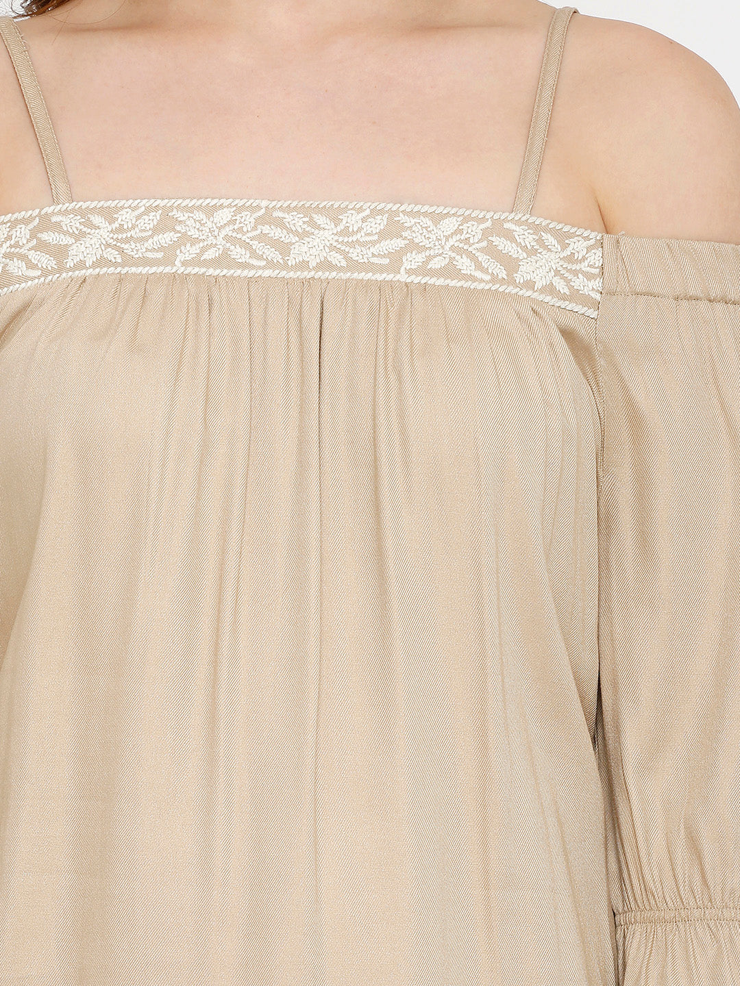 Women Beige Slim Top