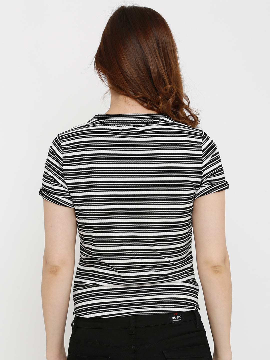 Women Black/White Rib Top