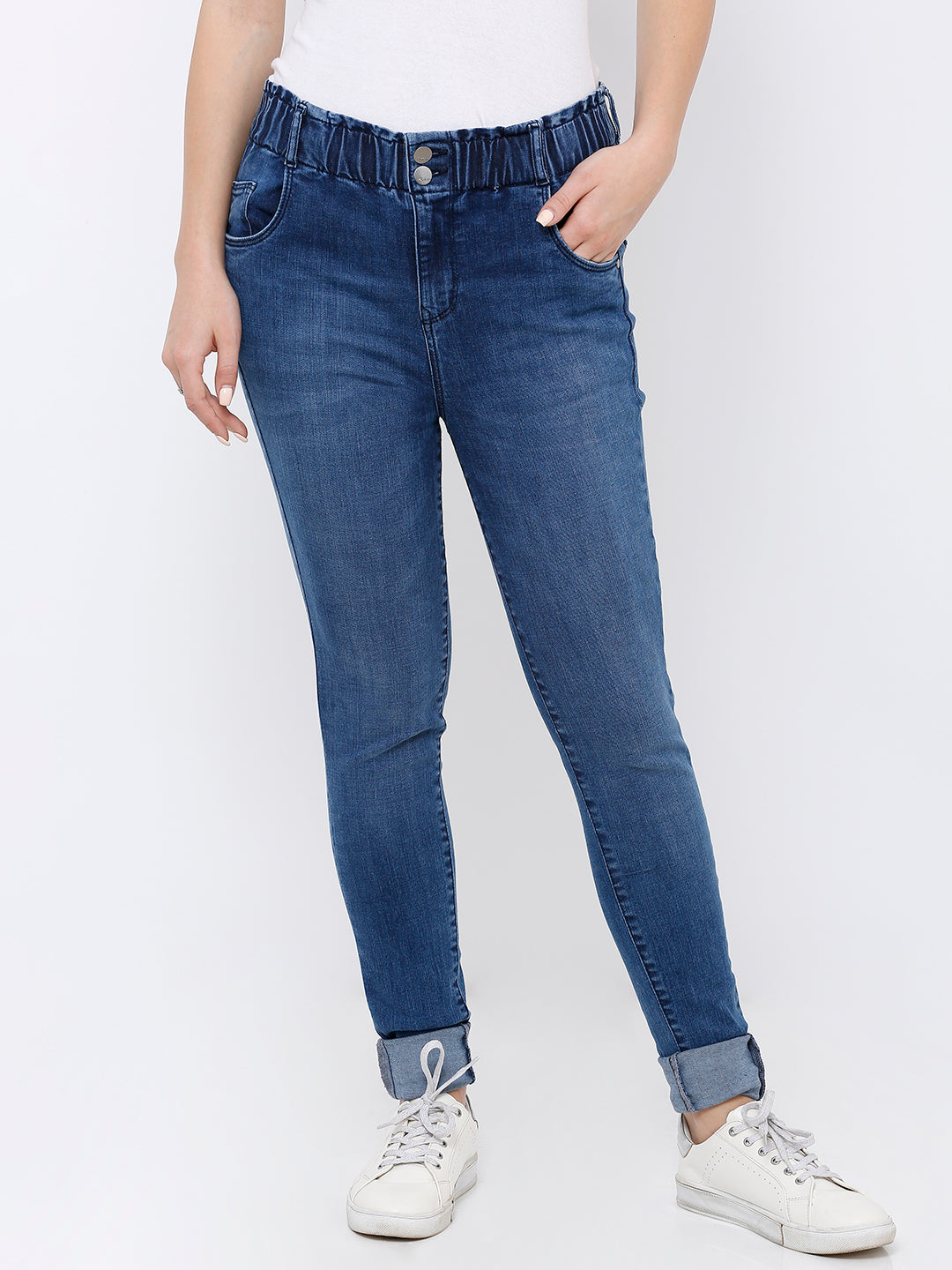 Women Blue High-Rise Skinny Jeans