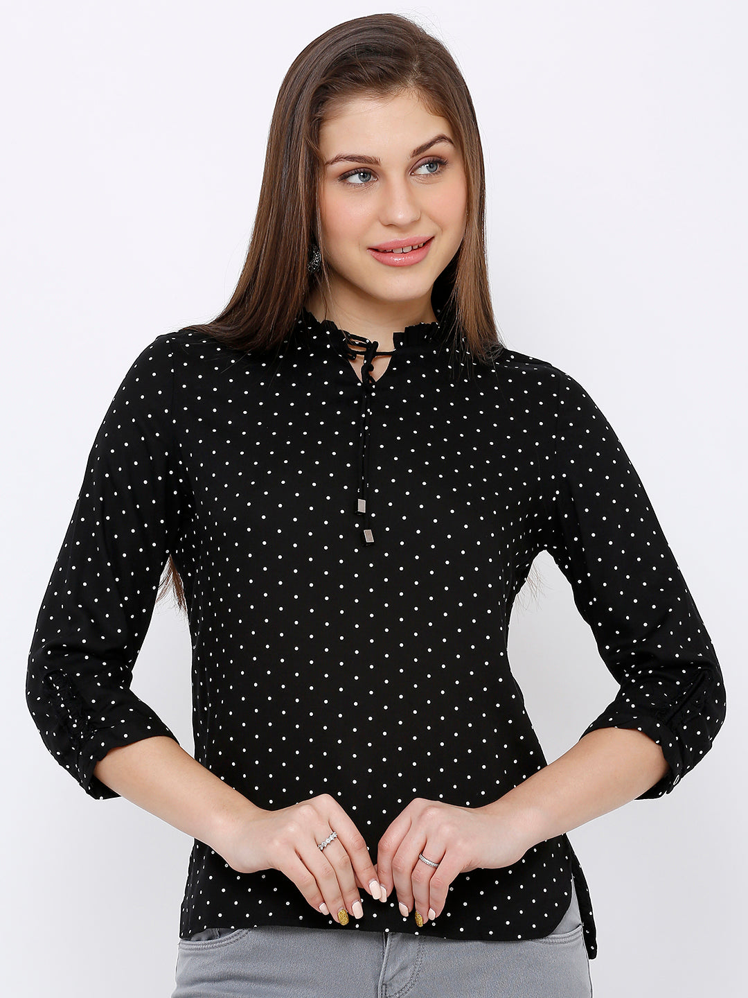 Women Black Printed Top