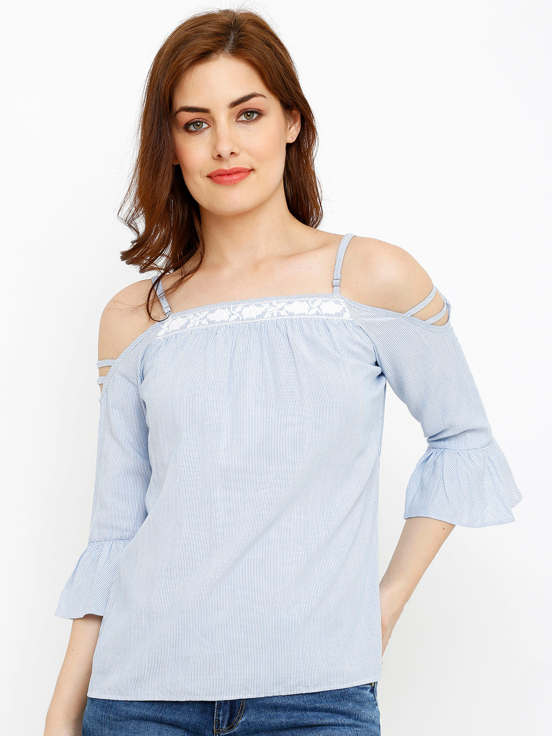 Women Blue Slim Top