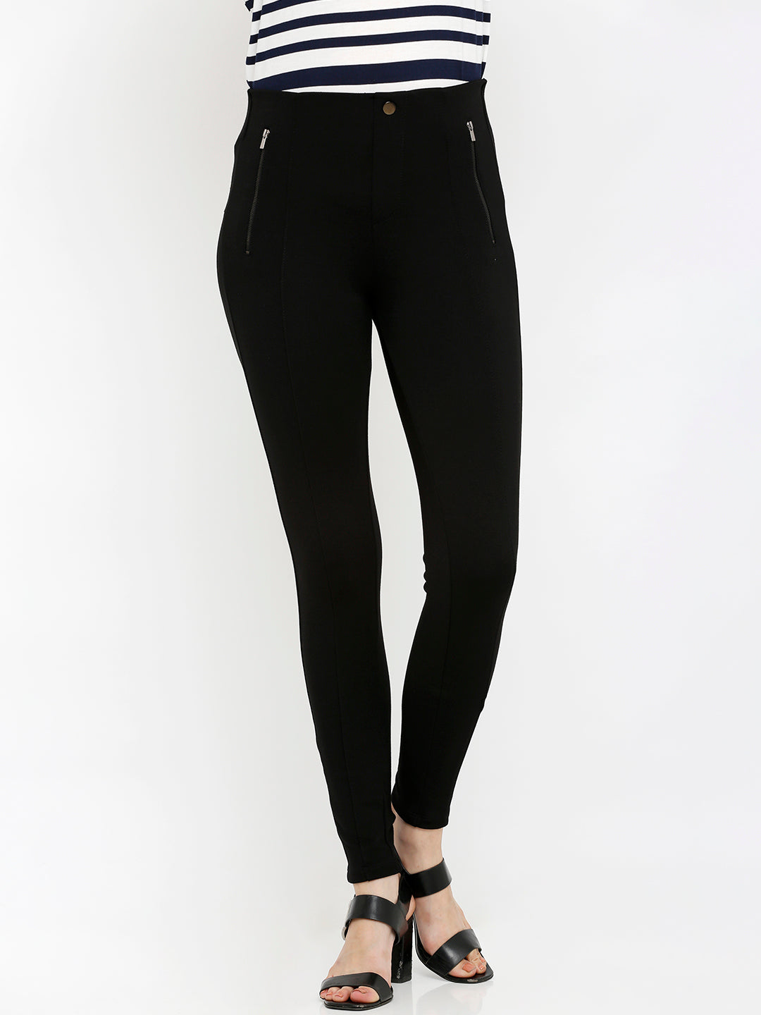 Women Black High-Rise Treggings