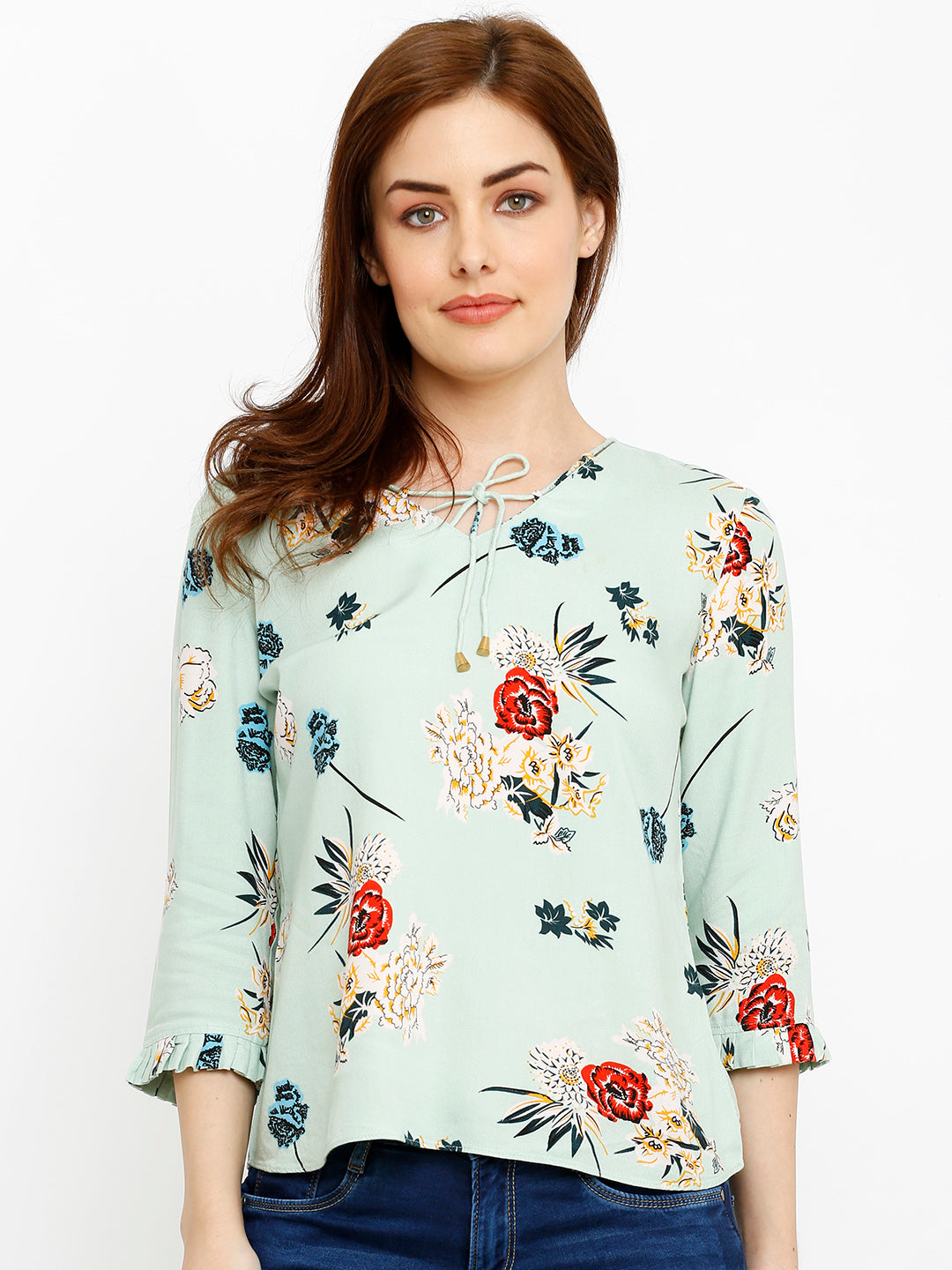 Women Green Printed Top