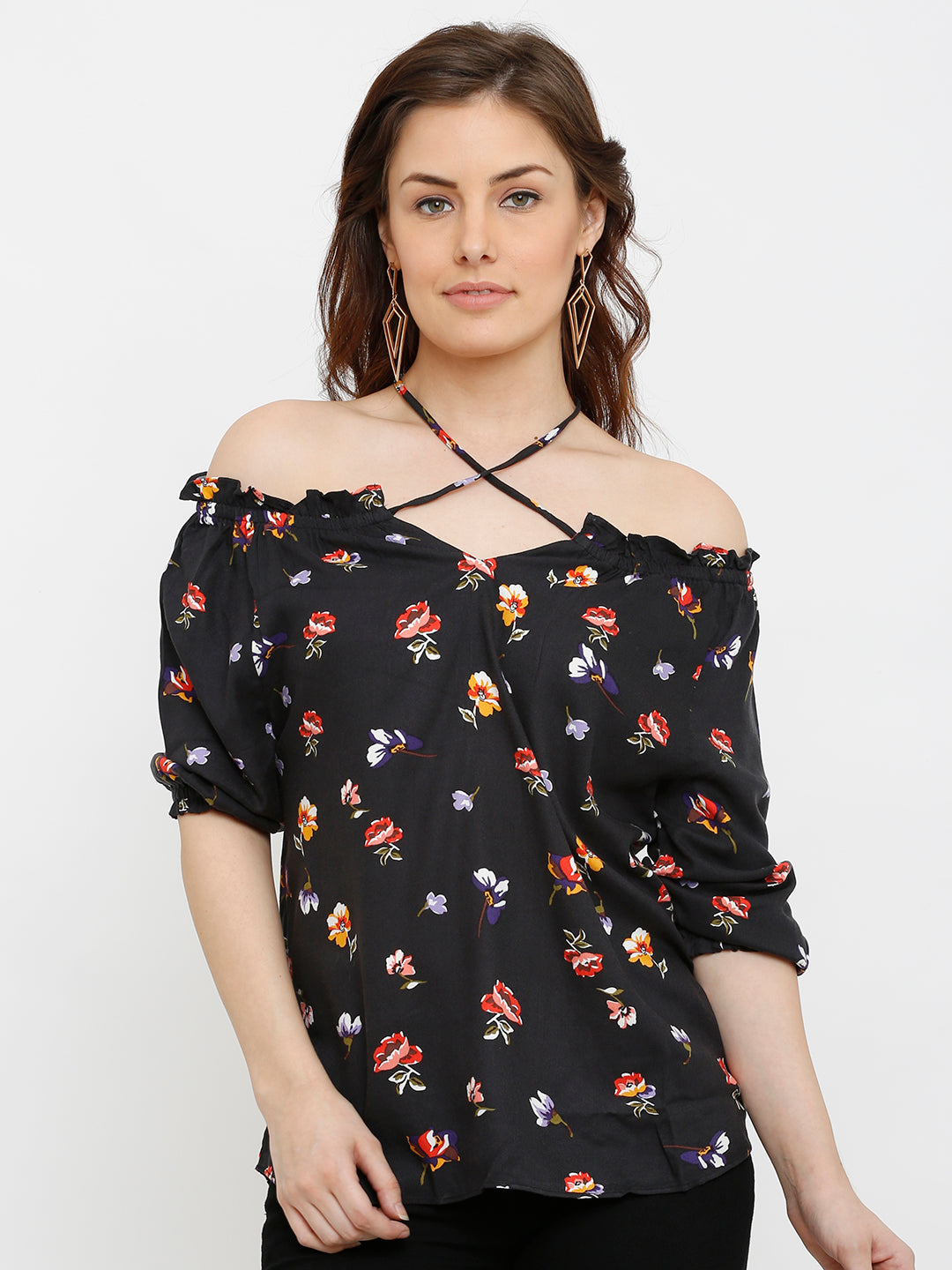 Women Black Striped Top