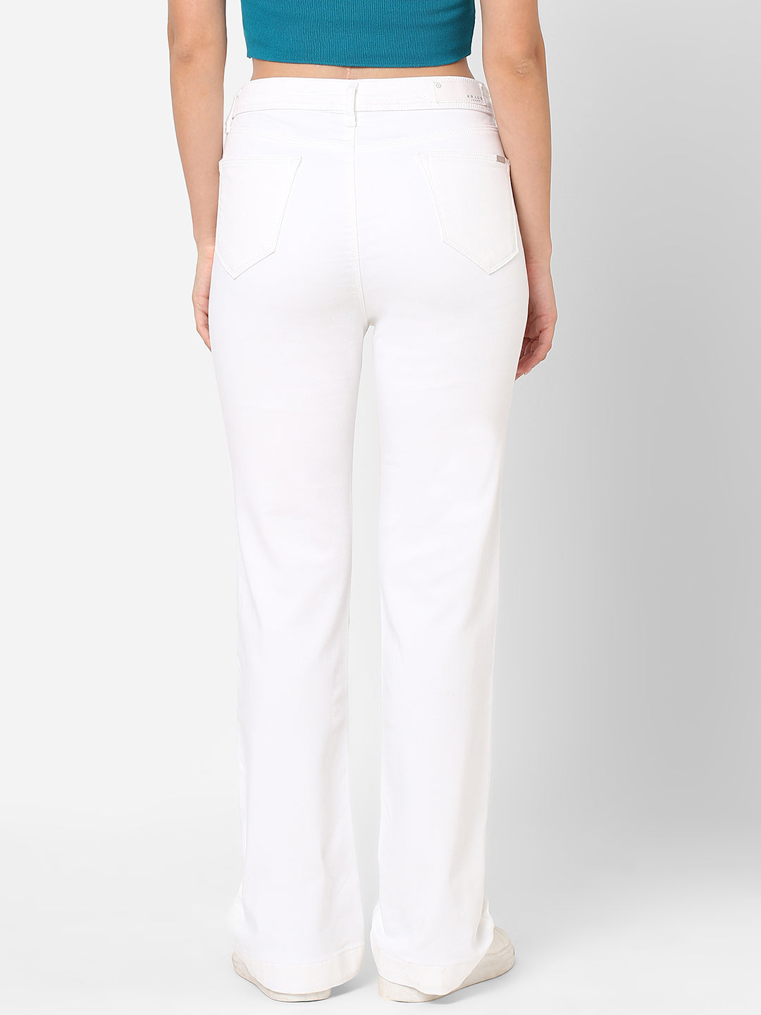 Women White High-Rise Mini Flare Jeans