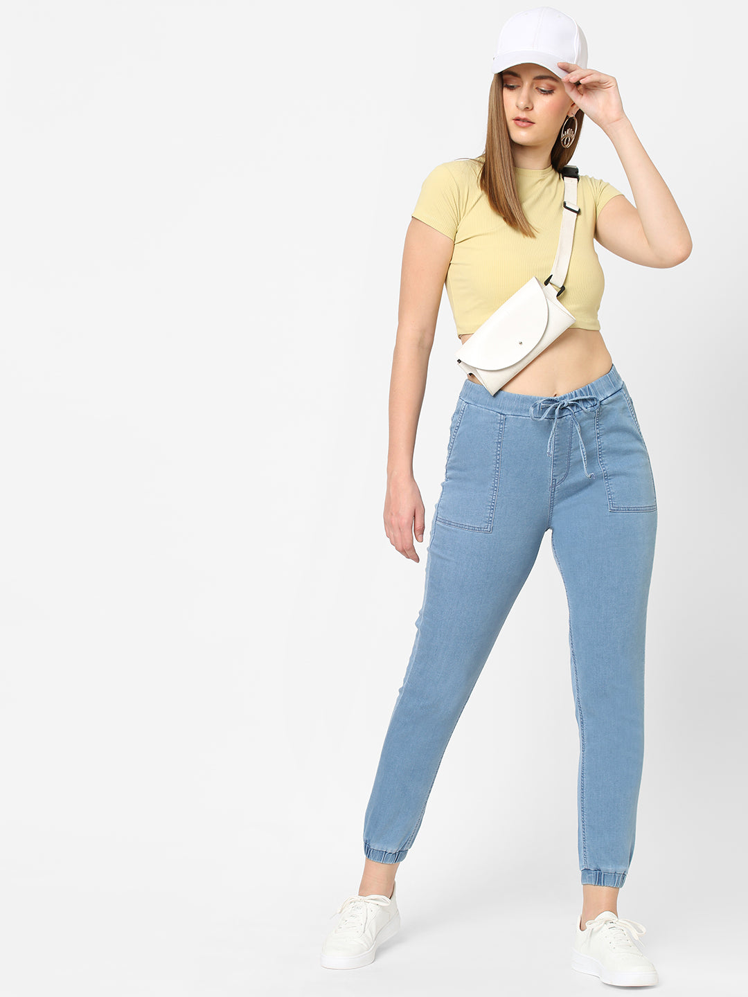 Women Light Blue Skinny Joggers