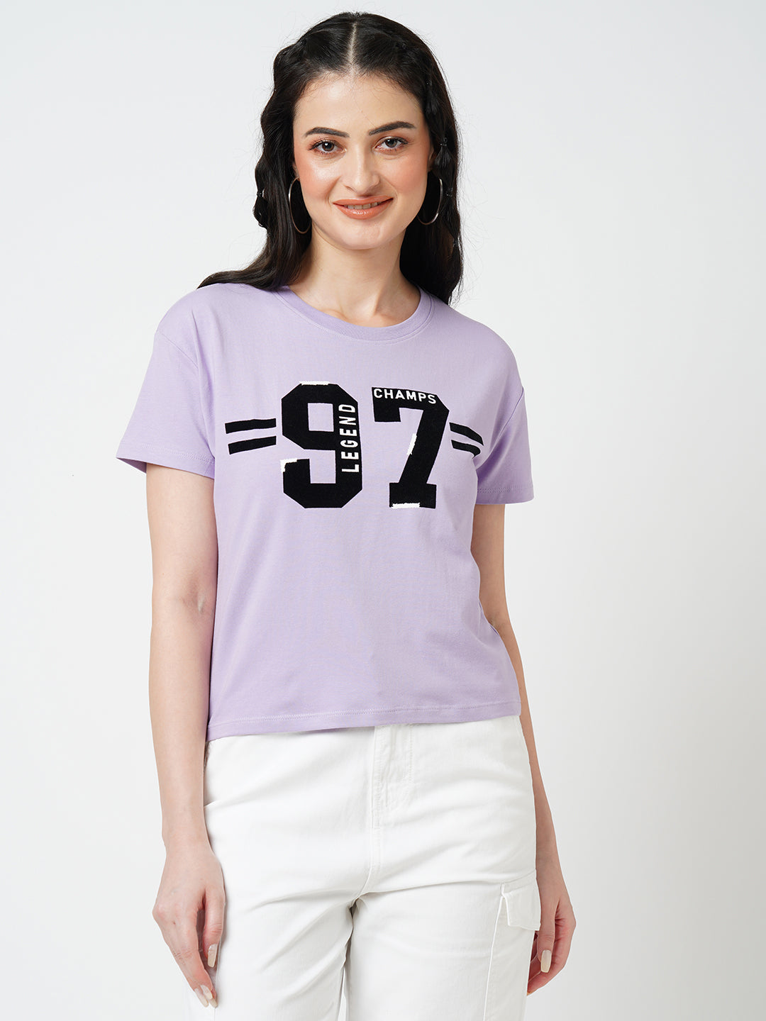 Women Lilac Crop T-Shirt