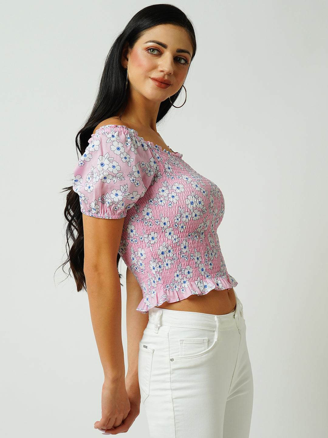 Women Floral Print Printed Short Sleeves Top