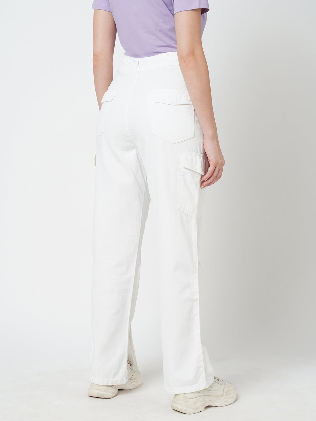 Women White High-Rise Cargo