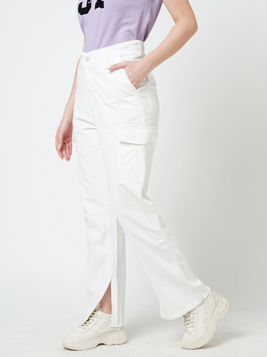 Women White High-Rise Cargo