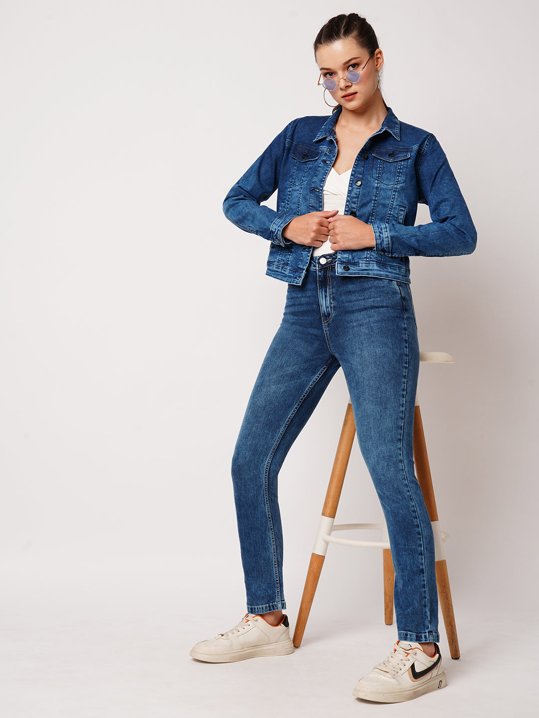 Women Blue High-Rise Straight Fit Jeans