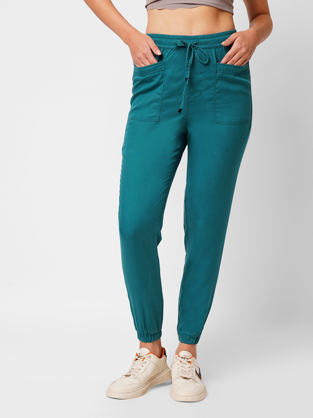 Women Teal Mid-Rise Jogger