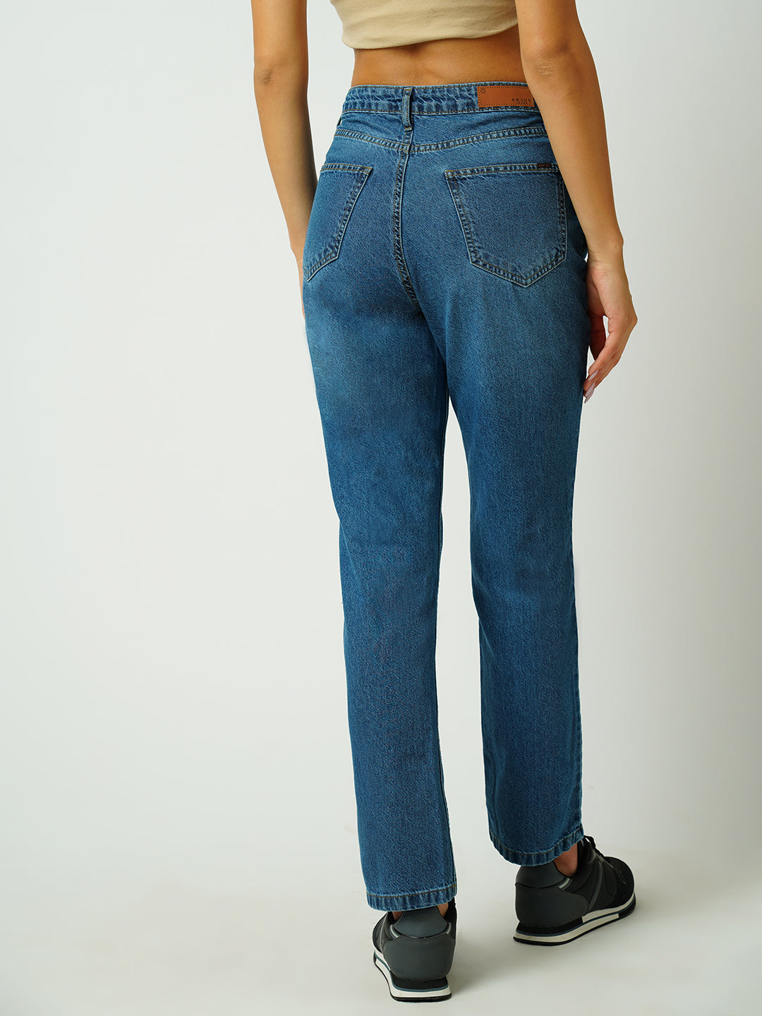 Women Blue High-Rise Relaxed Straight Fit Jeans