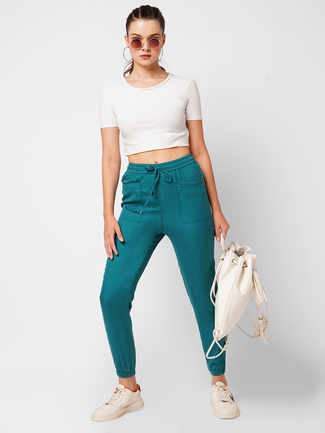 Women Teal Mid-Rise Jogger