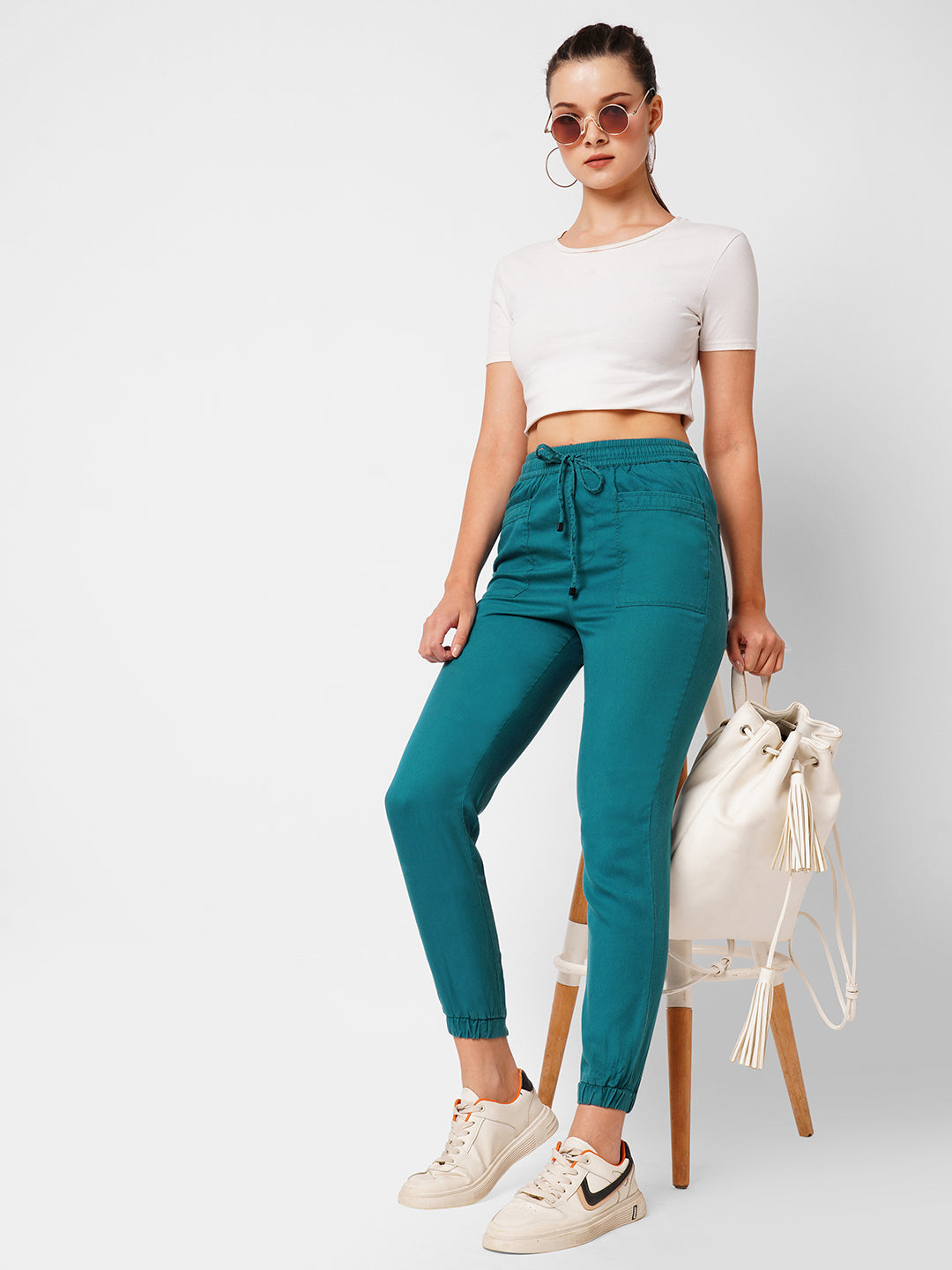 Women Teal Mid-Rise Jogger