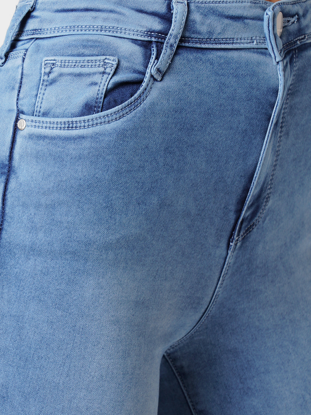 Women Blue High-Rise Mini Flare Jeans