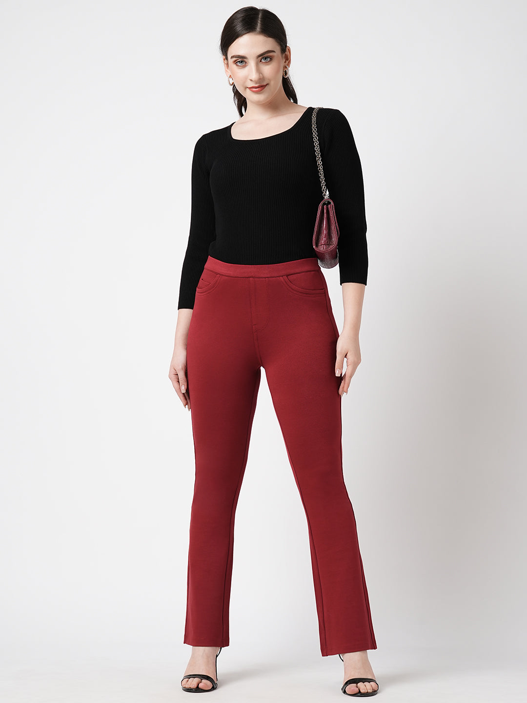 Women Black Flat Knit
