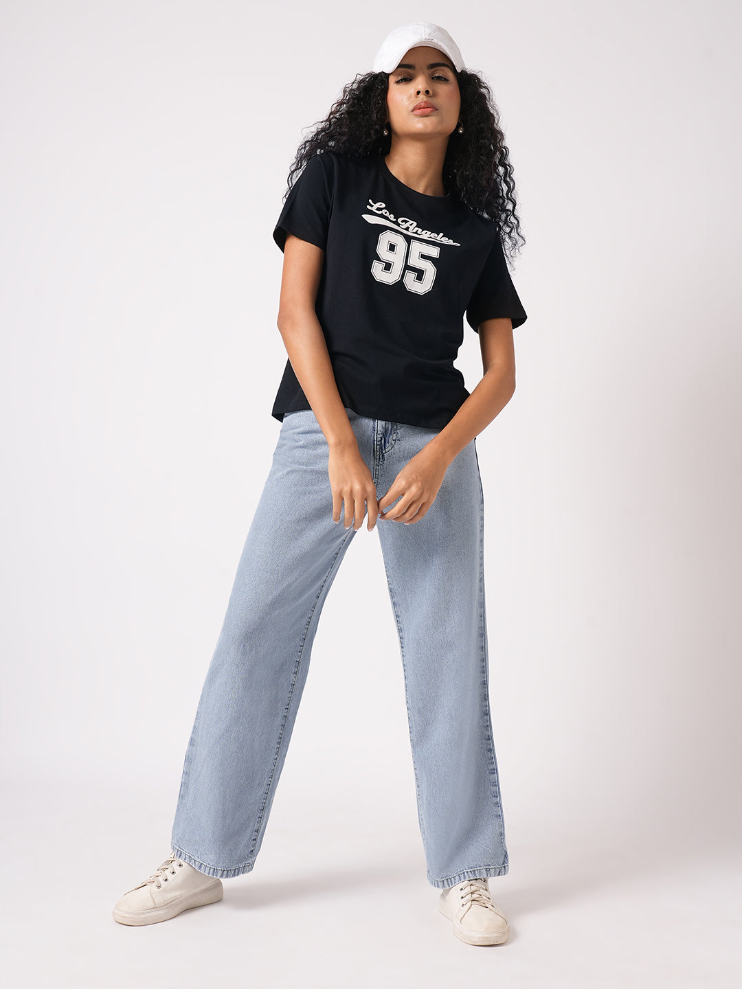 Women Light Blue High-Rise Wide Leg Jeans
