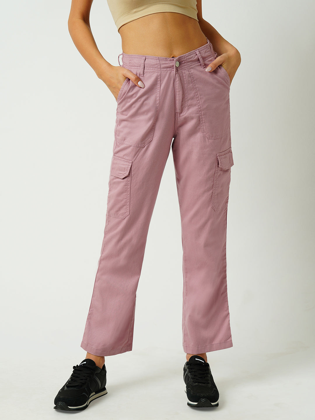 Women Old Rose Mid-Rise Cargo