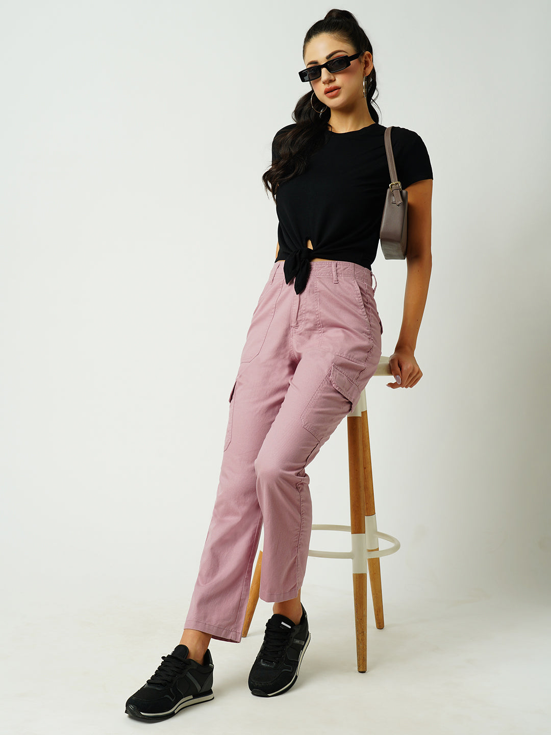 Women Old Rose Mid-Rise Cargo
